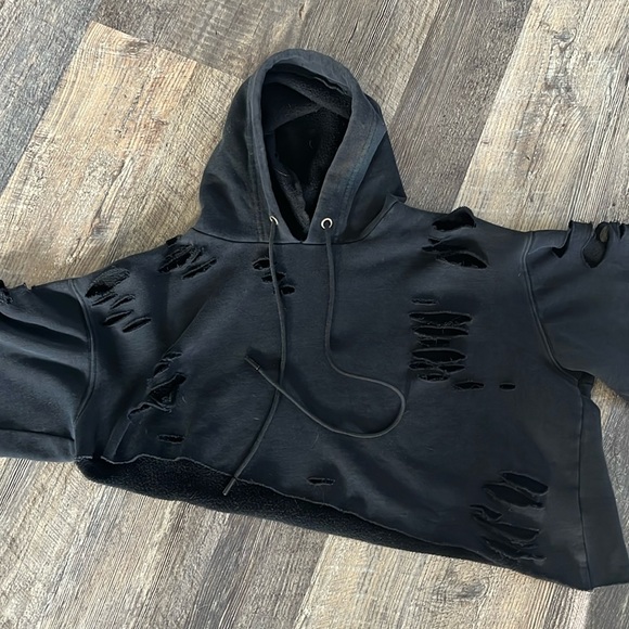 Asymmetrical Distressed Hoodie - Picture 2 of 6